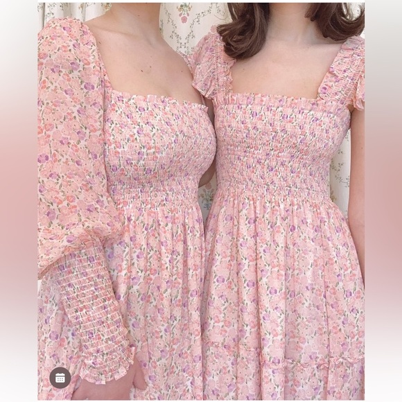 Hill House Dresses & Skirts - Hill House The Grace Mini Nap Dress - Pansy in Pink Multi Georgette